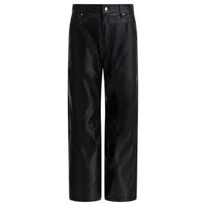 MAX & MOI High-Waisted Wide-Leg Leather Trousers Women BLACK Pants